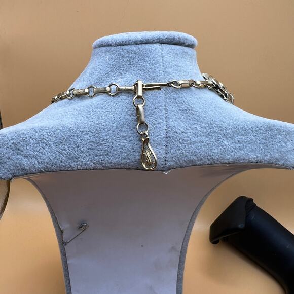 CORO TEXTURED FEATHER LEAF GOLD TONE MCM PANELED LINK NECKLACE BRACELET SET - Picture 10 of 11